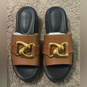 NWT Aerosoles Tailored Leather Slide Sandals- Lima SIZE 5